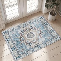 DCX 5x7 Washable Rug, Soft Machine Washable Non Slip with Rubber Backing Vintage Rug, Kid & Pet Friendly Living Room Area Rugs 5x7, Foldable 5x7 Rugs for Bedroom Dining Room Bathroom